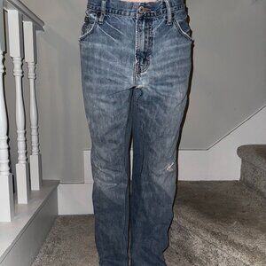 Baggy, wide leg jeans.
